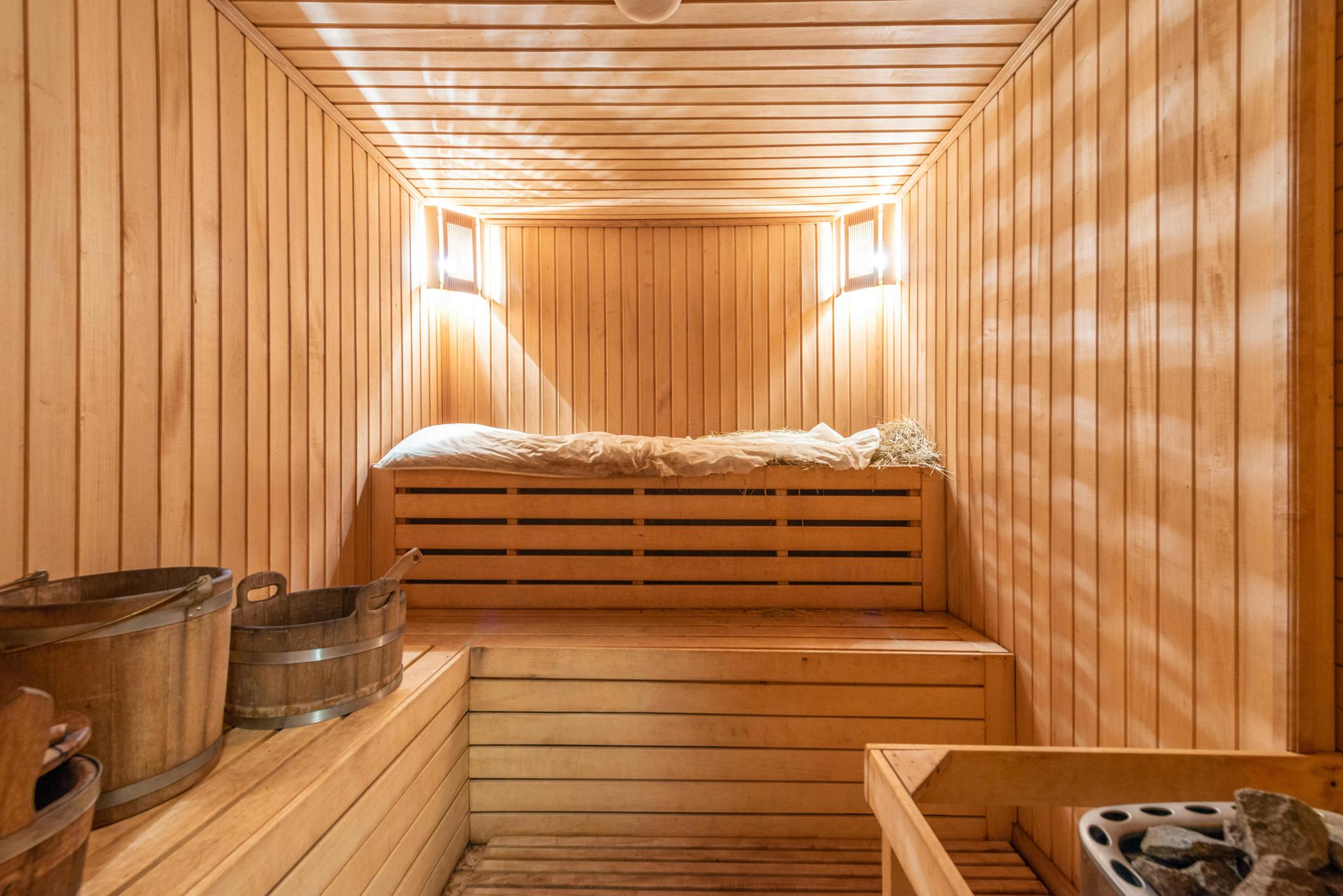 Traditional sauna facilities at Glenross Living