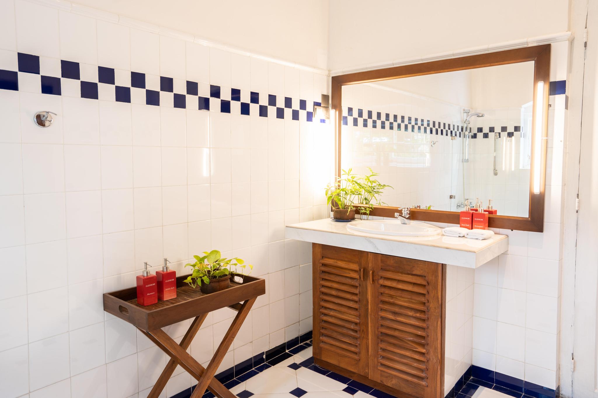 Vanity sink amenities at Manor House Suites